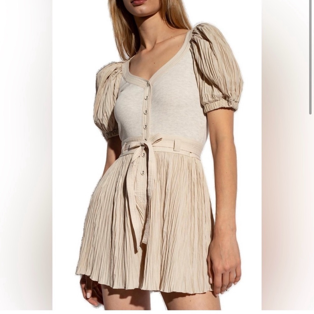 Ulla Johnson Vinny V-neck Puff Sleeve Romper